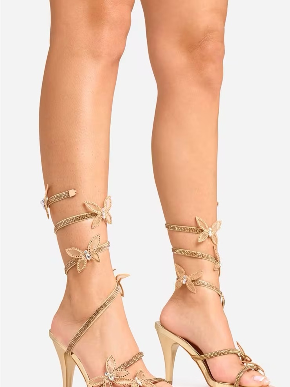 Gold Butterfly Gladiator Heeled Sandals